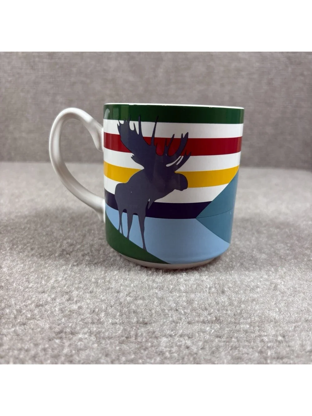 HBC Hudson's Bay Company Stripes Moose 14 Ounce Coffee Mug Colorful Iconic